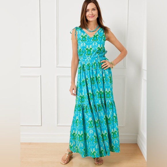 Talbot Petite Ikat Medallion Tiered Maxi Dress - Picture 2 of 14
